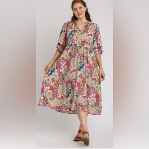 Umgee Multicolor Paisley Midi Dress size S